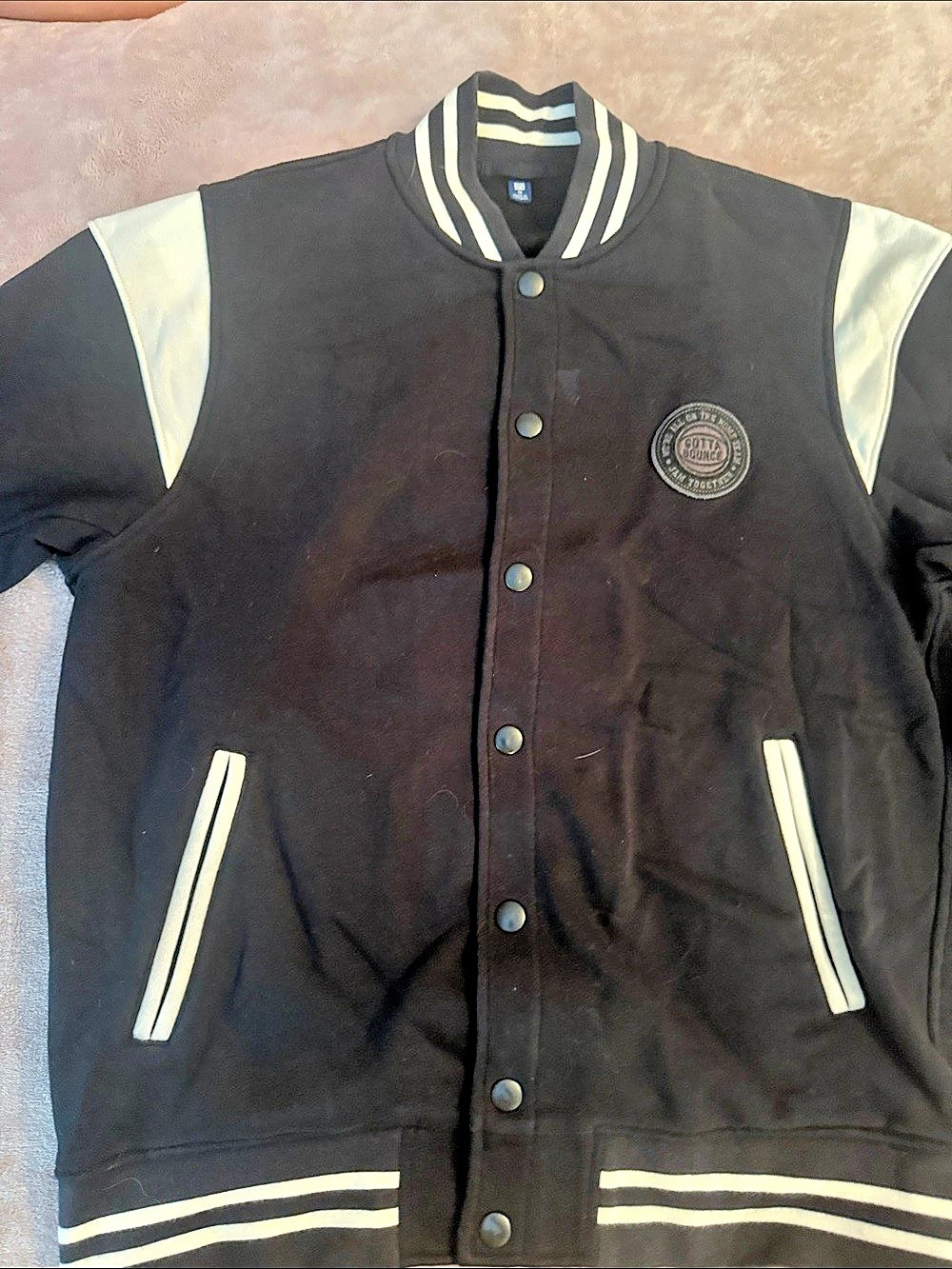 UN1TD Varsity Bomber Jacket Striped Black & White Size Large